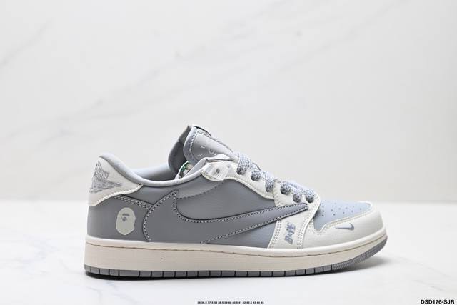 特价 公司级Nike Air Jordan 1 X Travis Scott Aj1倒勾 乔一倒钩 ‘Diy’定制 耐克 低帮文化篮球鞋 完美品质出货 细节如图