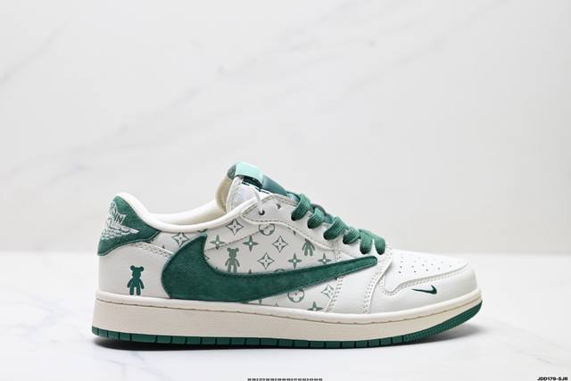 福利 公司级Nike Air Jordan 1 X Travis Scott Aj1倒勾 乔一倒钩 ‘Diy’定制 耐克 低帮文化篮球鞋 完美品质出货 细节如图