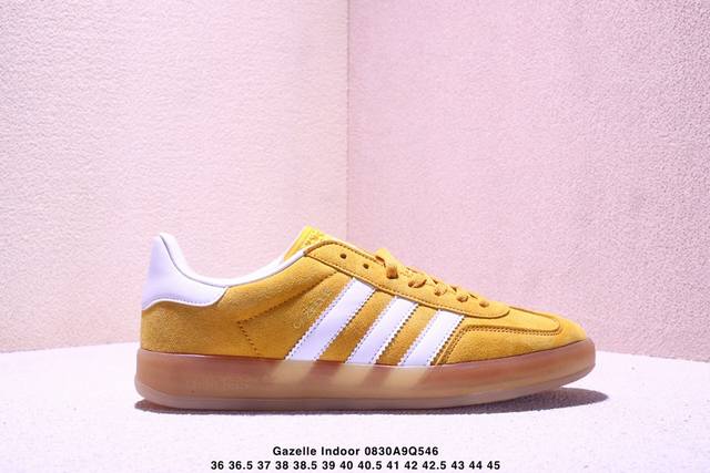 Adidas Gazelle Indoor 阿迪达斯三叶草复古休闲鞋 Diy定制 桑巴复刻 牛皮材质 真标带半码 Size:36-45码 Xm0830Q546