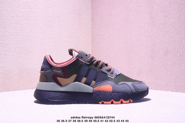 阿迪达斯Adidas Originals Retropy 夜行者爆米花速度轻盈复古系列百搭透气休闲运动慢跑鞋。全新Boost轻量缓震鞋底材质# 轻盈又不失动感