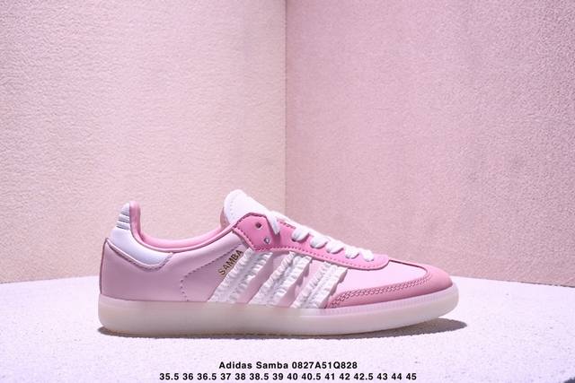 公司级Adidas Original Samba Og 复古经典轻便板鞋 这款桑巴鞋展示了高质量的工艺 带有装饰的超锁缝制和无缝的手感 柔软、柔软的皮革造型和标