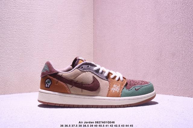真标Aj1倒勾Travis Scott X Air Jordan 1 ” Reverse Mocha “ Aj1乔1 联名倒钩 低帮文化篮球鞋 货号:Dz729