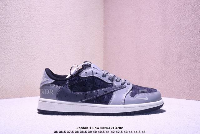 高端定制 Travis Scott X Jordan 1 Low “Supreme联名 鬼脸米红双勾” 乔丹倒勾低帮休闲板鞋 原厂全头层皮 大厂纯原品质出货 纯