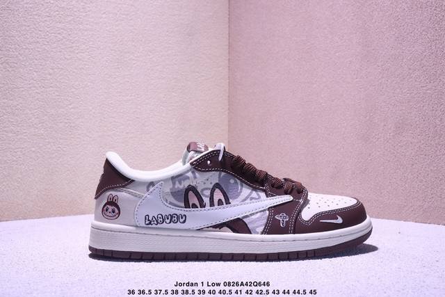 高端定制 Travis Scott X Jordan 1 Low “Labubu拉布布联名” 乔丹倒勾低帮休闲板鞋 原厂全头层皮 大厂纯原品质出货 纯正版型 定