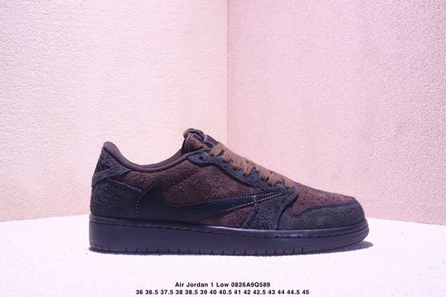 Travis Scott X Air Jordan 1 Low Velvet Brown 低帮 黑棕倒勾联名 Aj1 乔丹1代 Aj1 乔1 低邦 深咖色倒勾联