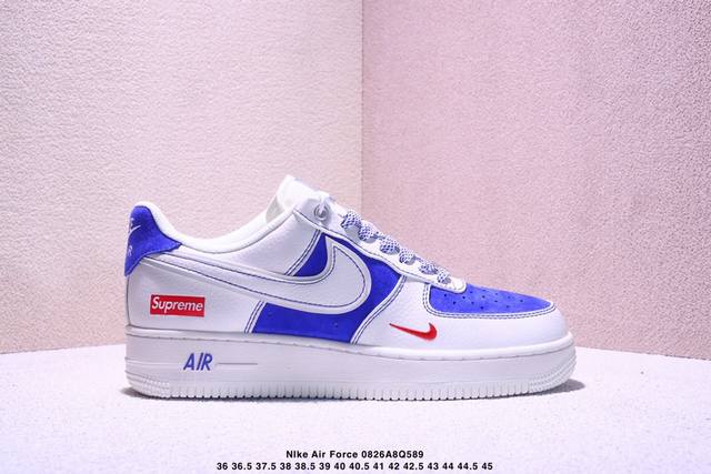 海外限量发售！公司级Nike Air Force 1 '07 Low “Supreme联名 米白群青”空军一号 低帮 运动鞋 休闲鞋 折边针车 工艺难度大 原楦