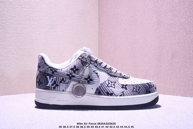 海外限量发售！公司级Nike Air Force 1 '07 Low “Lv联名 灰花布”空军一号 低帮 运动鞋 休闲鞋 折边针车 工艺难度大 原楦头原纸板 原