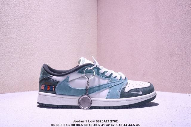 高端定制 Travis Scott X Jordan 1 Low “北面联名 猪八雪花勾” 乔丹倒勾低帮休闲板鞋 原厂全头层皮 大厂纯原品质出货 纯正版型 定制