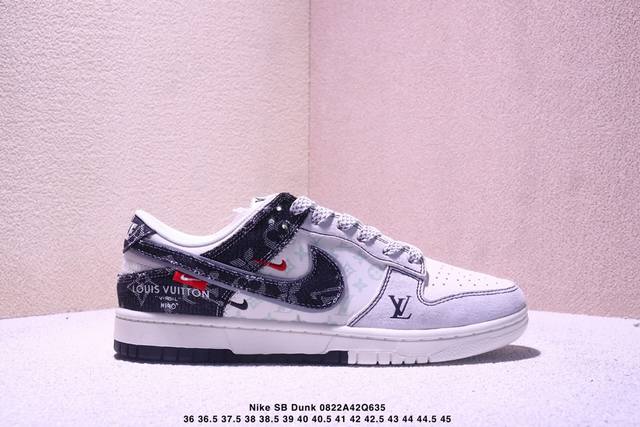 海外爆款限量发售！Nike Sb Dunk Low“ Lv联名 黑牛仔印花” 周年高端定制 低帮休闲板鞋 定制鞋盒 大厂纯原品质出货 超高清洁度 皮料切割干净无
