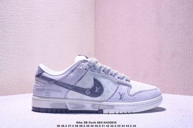 海外爆款限量发售！Nike Sb Dunk Low“ Lv联名 灰猪八涂鸦” 周年高端定制 低帮休闲板鞋 定制鞋盒 大厂纯原品质出货 超高清洁度 皮料切割干净无