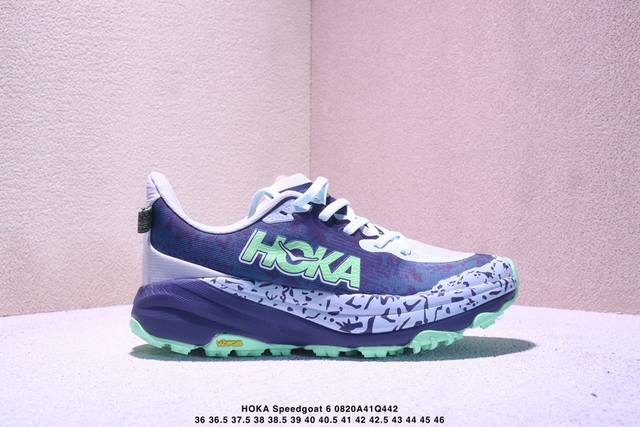 Hoka One One Speedgoat 6 户外越野跑步鞋 飞速羚羊6系列 新一代工程网纱鞋面 在确保鞋面稳定性的同时减少了固定胶条的使用 鞋面更轻盈、透