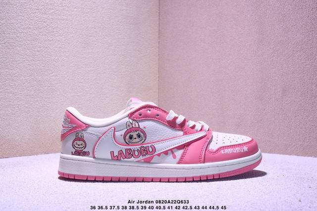 公司级 时尚元素X Jordan Air Jordan Low 倒勾 “Labubu联名''，经典粉白配色，融合了Travis Scott 独特的潮流风格，个性