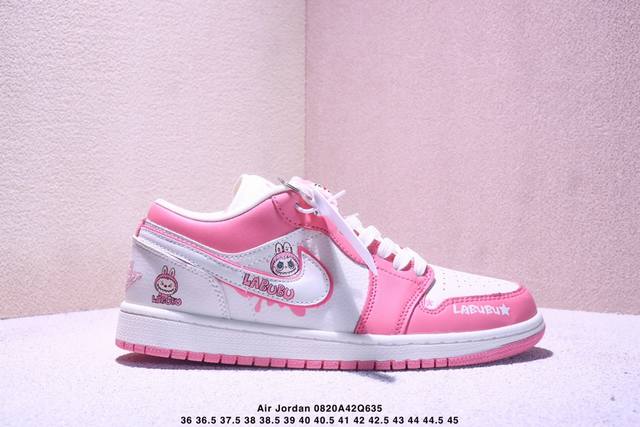 海外爆款限量发售！Nike Jordan Air Jordan 1“玫粉拉布布” 高端定制 低帮 复古 减震 防滑 耐磨 篮球鞋 定制鞋盒 大厂纯原品质出货 超