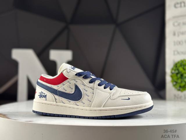头层半码 耐克 Air Jordan 1 Low Aj1 乔1 斯图西联名 高端定制 低帮复古篮球鞋 货号：Xx3318 Aca #定制鞋盒 大厂纯原品质出货