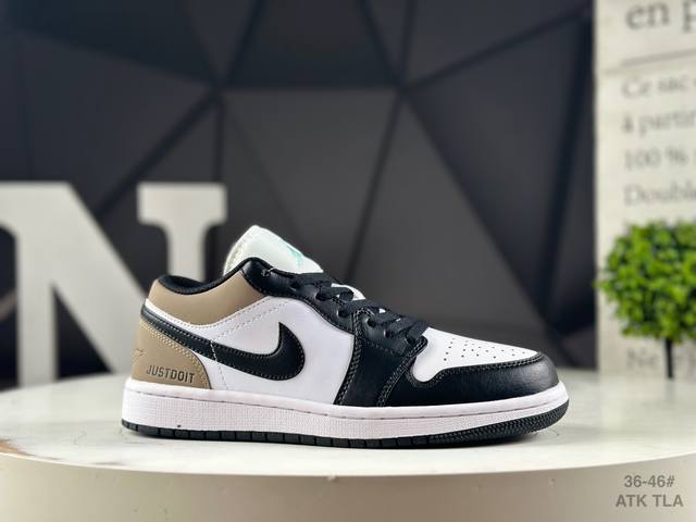 真标半码耐克 Nike Air Jordan 1 Low Aj1乔1 低帮潮流缓运动休闲板鞋。Aj1 低帮拼接 完美版型真头层牛皮# 内置缓震气垫 原鞋开模 拒