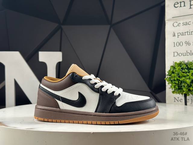 真标半码耐克 Nike Air Jordan 1 Low Aj1乔1 低帮潮流缓运动休闲板鞋。Aj1 低帮拼接 完美版型真头层牛皮# 内置缓震气垫 原鞋开模 拒