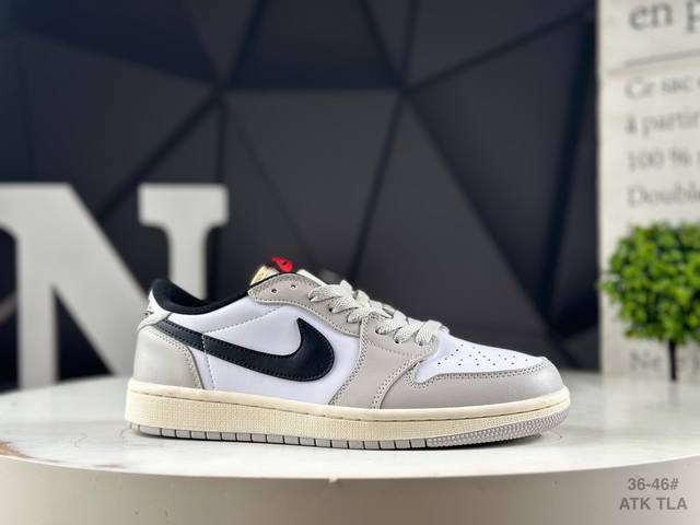 真标半码耐克 Nike Air Jordan 1 Low Aj1乔1 低帮潮流缓运动休闲板鞋。Aj1 低帮拼接 完美版型真头层牛皮# 内置缓震气垫 原鞋开模 拒