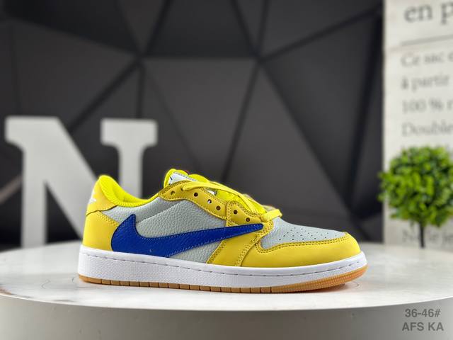 耐克 Aj1倒勾Travis Scott X Air Jordan 1 ” Reverse Mocha “ Aj1乔1 Ts 闪电 联名倒钩 低帮文化篮球鞋 完