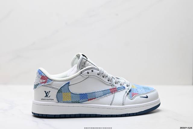 公司级Nike Air Jordan 1 X Travis Scott Aj1倒勾 乔一倒钩 ‘Diy’定制 耐克 低帮文化篮球鞋 完美品质出货 细节如图所示