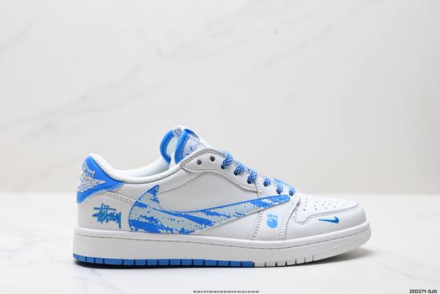 公司级Nike Air Jordan 1 X Travis Scott Aj1倒勾 乔一倒钩 ‘Diy’定制 耐克 低帮文化篮球鞋 完美品质出货 细节如图所示