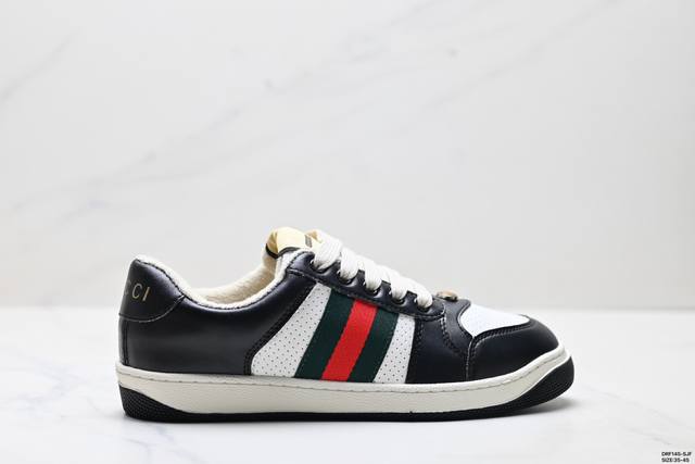 真标Gucci Distressed Screener Sneaker 怀旧版 原版做旧 古驰小脏鞋系列 尺码:35-45 Id:Drf145-Sjf