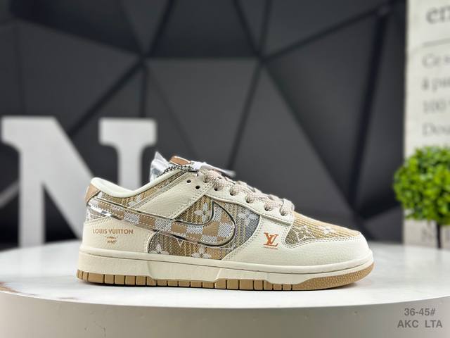 海外爆款限量发售！高端定制 耐克 Nike Sb Dunk Low “路易威登Lv联名---米白黄帆布印花” 高端定制 低帮休闲板鞋 定制鞋盒 大厂纯原品质出货