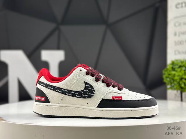 福利特价 耐克 Nike Court Vision 低帮百搭 透气休闲运动板鞋 兼顾舒适脚感和出众风范 演绎匠心之作 结构性的支撑贴合感结合复古篮球设计 电绣工