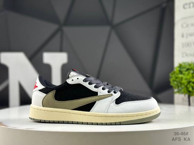 耐克 Aj1倒勾Travis Scott X Air Jordan 1 ” Reverse Mocha “ Aj1乔1 Ts 闪电 联名倒钩 低帮文化篮球鞋 完