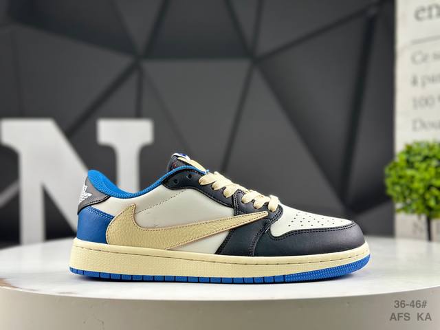 耐克 Aj1倒勾Travis Scott X Air Jordan 1 ” Reverse Mocha “ Aj1乔1 Ts 闪电 联名倒钩 低帮文化篮球鞋 完