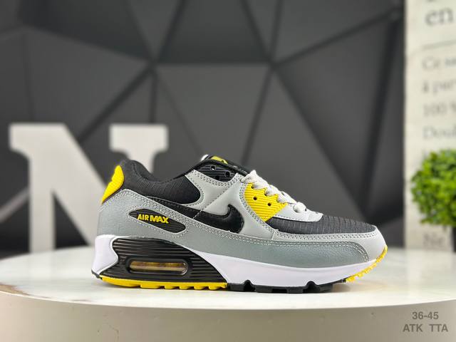 真标 耐克 Nike Air Max90 皮面+网纱拼接鞋面 复古气垫百搭休闲运动慢跑鞋 货号：302519 006 尺码：如图右下角所示 Atk Tta