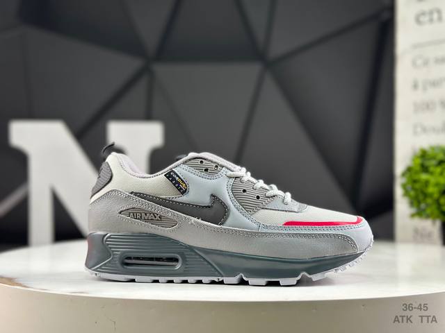 真标 耐克 Nike Air Max90 皮面+网纱拼接鞋面 复古气垫百搭休闲运动慢跑鞋 货号：302519 002 尺码：如图右下角所示 Atk Tta