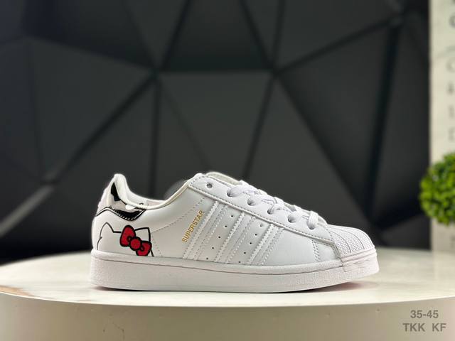 凯蒂猫 X 阿迪达斯 Adidas三叶草 Originals Superstar 贝壳头系列低帮经典百搭休闲运动Gw7168 尺码：如图所示 Tkk Kf