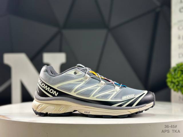萨洛蒙 Salomon Xt-6 Recut 元祖灰 萨洛蒙机能风户外越野跑鞋 实拍上架 鞋面采用Sensifit贴合技术 全方位贴合包裹脚型 鞋跟部鞋底牵引设