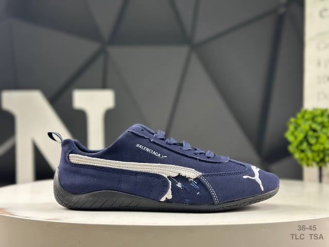 彪马 巴黎世家联名款 The Open Product X Puma Speedcat 极速赛车系列彪马低帮生活休闲鞋 原装档案原数据纸版楦型 采用原厂固色翻毛