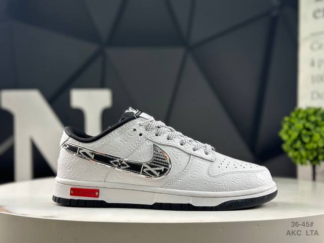 海外爆款限量发售！高端定制 耐克 Nike Sb Dunk Low “路易威登Lv联名---纯白黑钩印花” 高端定制 低帮休闲板鞋 定制鞋盒 大厂纯原品质出货