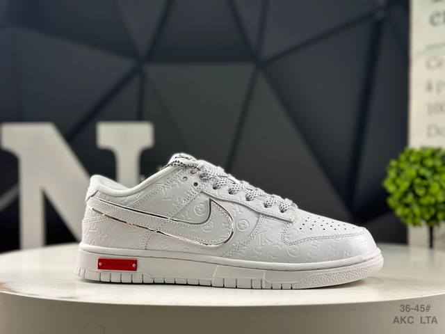 海外爆款限量发售！高端定制 耐克 Nike Sb Dunk Low “路易威登Lv联名---纯白Lv印花” 高端定制 低帮休闲板鞋 定制鞋盒 大厂纯原品质出货