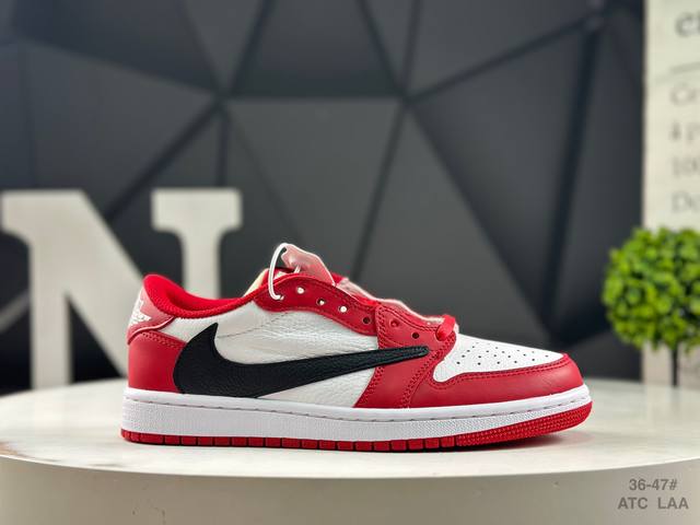 耐克 Aj1倒勾Travis Scott X Air Jordan 1 ” Reverse Mocha “ Aj1乔1 Ts 闪电 联名倒钩 低帮文化篮球鞋 完