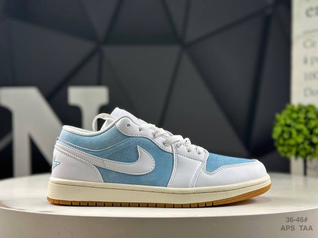 耐克 Air Jordan Aj1 Low 低帮 牛仔蓝白全新流水线出品 Dt版本唯一平替选择 市场第二梯队最强版 全部原鞋开发 原楦原纸板开发 全鞋电脑针车