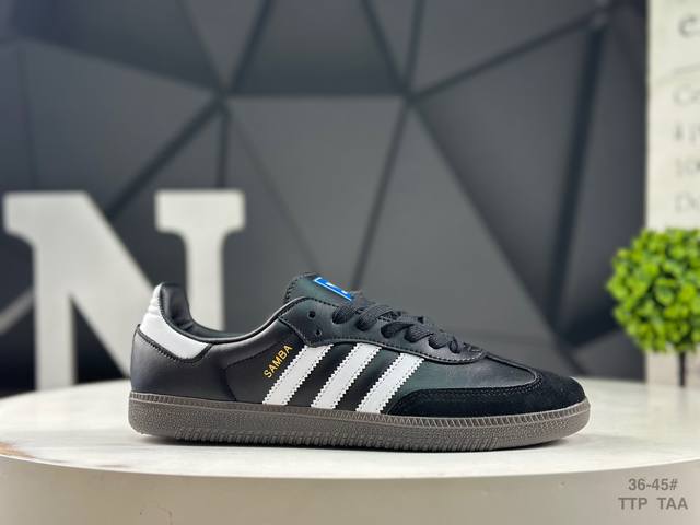 阿迪达斯 Adidas Originals Samba Og 桑巴舞系列 阿迪达斯 三叶草 绅士德训足球风百搭低帮休闲运动板鞋 货号:B75807 尺码:35.