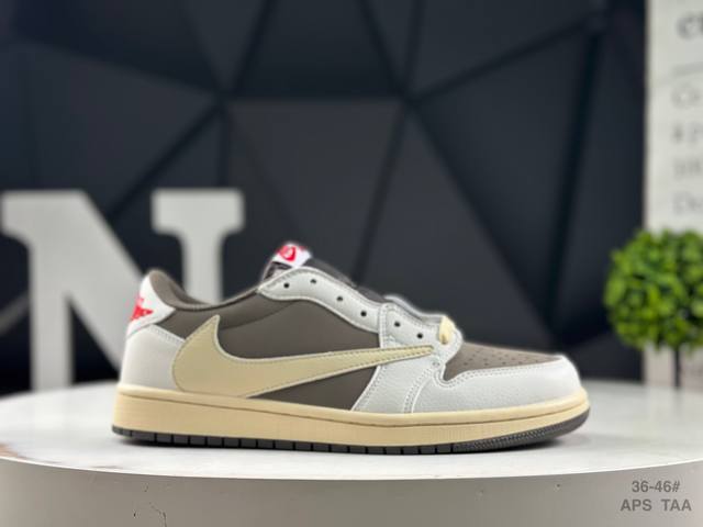 耐克 Aj1倒勾Travis Scott X Air Jordan 1 ” Reverse Mocha “ Aj1乔1 Ts 闪电 联名倒钩 低帮文化篮球鞋 完