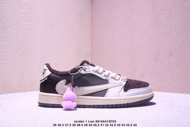 官方同步爆款 Travis Scott X Jordan 1 Low “Labubu拉布布联名” 乔丹倒勾低帮休闲板鞋 大厂纯原品质出货 纯正版型 定制鞋盒 皮