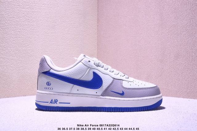 海外爆款限量发售！高端定制Nike Air Force 1 “古驰联名---米白灰蓝钩 高端定制 低帮休闲板鞋 定制鞋盒 大厂纯原品质出货 超高清洁度 皮料切割