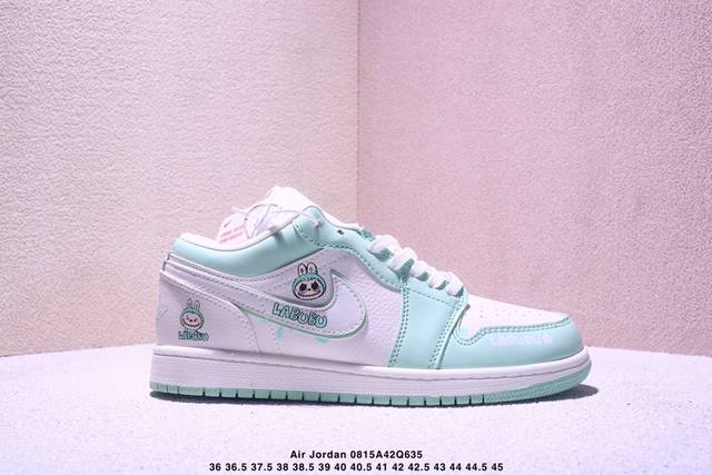 海外爆款限量发售！Nike Jordan Air Jordan 1“米绿拉布布” 高端定制 低帮 复古 减震 防滑 耐磨 篮球鞋 定制鞋盒 大厂纯原品质出货 超