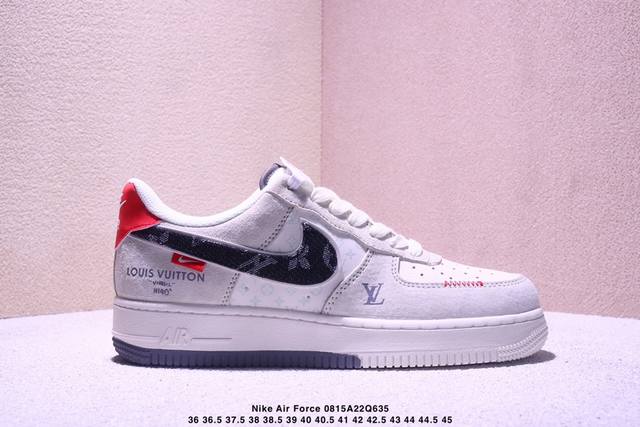 海外爆款限量发售！公司级Nike Air Force 1 '07 Low “Lv联名 猪八米灰红”空军一号 低帮 运动鞋 休闲鞋 折边针车 工艺难度大 原楦头原