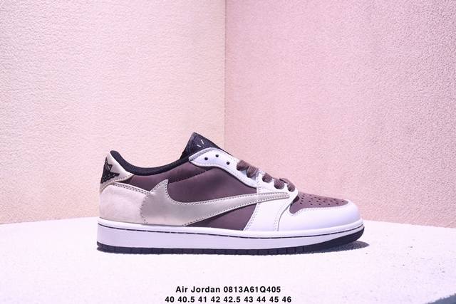 公司级Nike Air Jordan 1 X Travis Scott Aj1倒勾 乔一倒钩 ‘Diy’定制 耐克 低帮文化篮球鞋 完美品质出货 细节如图所示