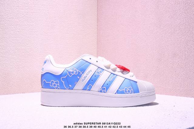Hello Kitty 凯蒂猫 X Adidas Originals Superstar Xlg 舒适时尚 低帮 板鞋 男女款 白蓝 Xm0813Q222