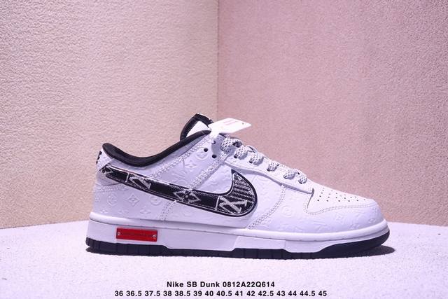 海外爆款限量发售！高端定制Nike Sb Dunk Low “路易威登Lv联名---纯白黑钩印花” 高端定制 低帮休闲板鞋 定制鞋盒 大厂纯原品质出货 超高清洁