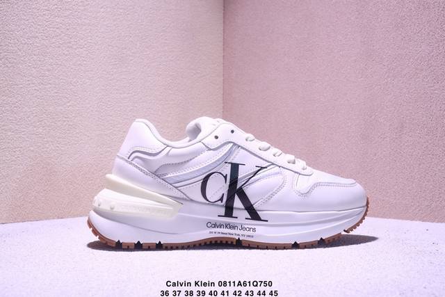 Calvin Klein 卡文克莱 街头 低帮 运动潮流 复古 板鞋 Calvin Klein Jeans 24秋冬男女Ck牛皮革拼接印花休闲运动阿甘鞋简约百搭
