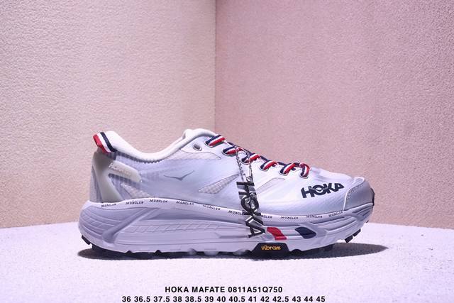 公司级Hoka Mafate Speed Three 2玛法特 超轻厚底轻量山地跑步鞋 滚动平衡科技和适度的脚后跟倾斜角度 可平稳步伐体验和柔软的脚感 鞋面采用