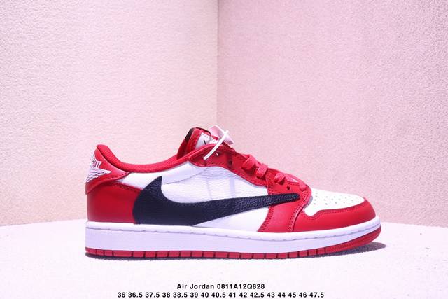 公司级Aj1倒勾Travis Scott X Air Jordan 1 ” Reverse Mocha “ Aj1乔1 Ts 闪电 联名倒钩 低帮文化篮球鞋 完